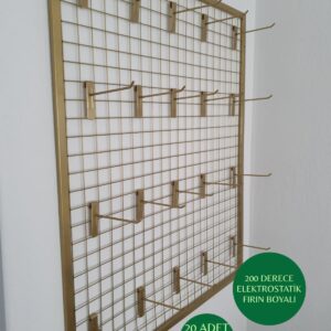 TEL PANO 70X100 CM, DUVARA MONTE, 5x5 SIK TELLİ, RENK GOLD, 20 ADET 15 CM KANCA DAHİL