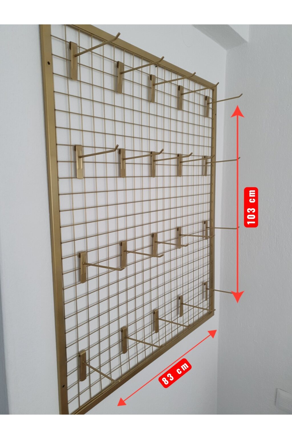 TEL PANO 80X100 CM DUVARA MONTE 4x4 SIK TELLİ RENK GOLD 20 ADET 15 CM KANCA DAHİL