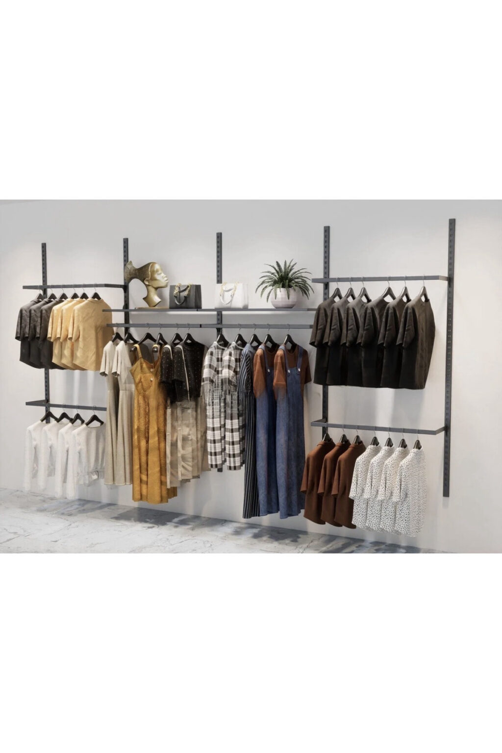 Mağaza Askılık Sistemi, Raf Sistemi, Butik Rafı, Mağaza Stand, Giyinme Odası 245*200 - Görsel 2