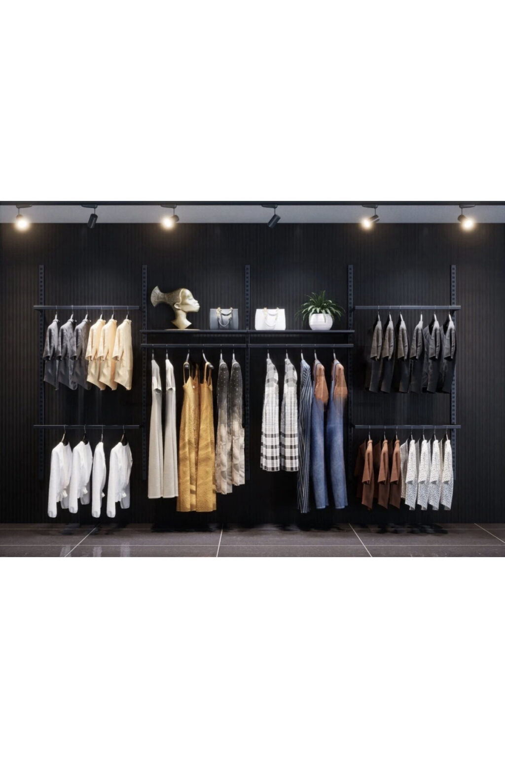 Mağaza Askılık Sistemi, Raf Sistemi, Butik Rafı, Mağaza Stand, Giyinme Odası 245*200 - Görsel 4