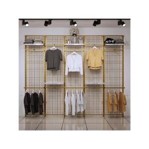 GOLD Telli Mağaza Raf Sistemi, Askılık Sistemi, Butik Rafı, Mağaza Stand, Giyinme Odası-365*200