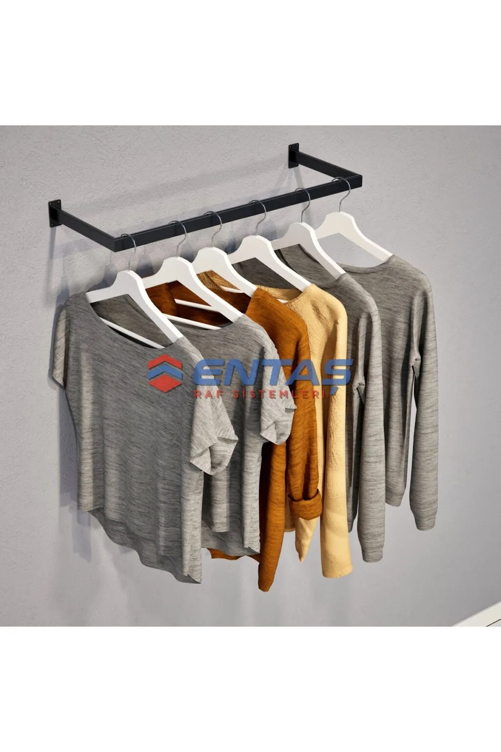 90*30 cm, 5 Lİ Paket,Duvara Monte Askılık,Giyinme Odası Askılığı,Mağaza Rafı,Butik Rafı