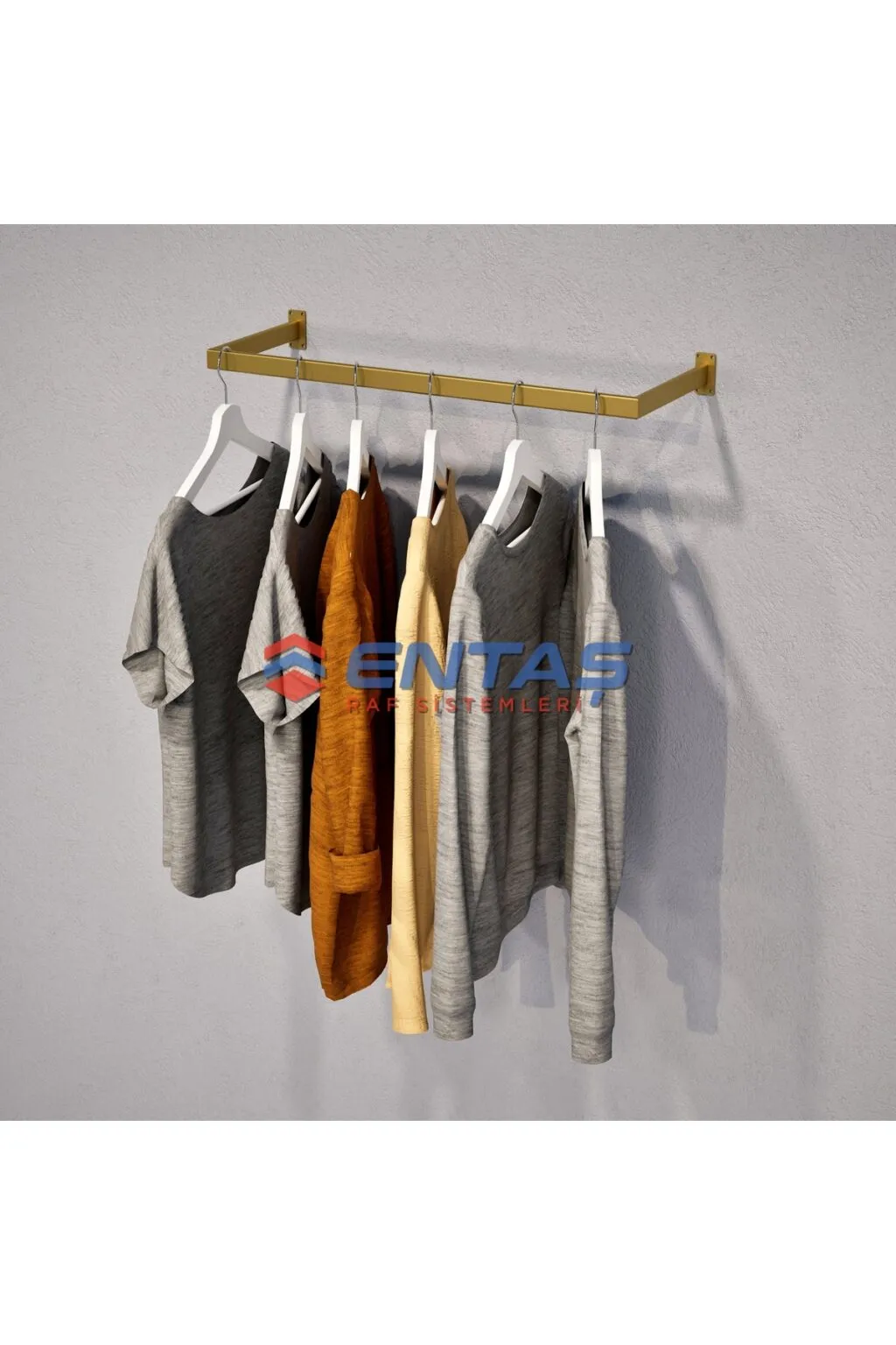 90*30 cm, 2 Lİ Paket,Duvara Monte Askılık,Giyinme Odası Askılığı,Mağaza Rafı,Butik Rafı - Görsel 3