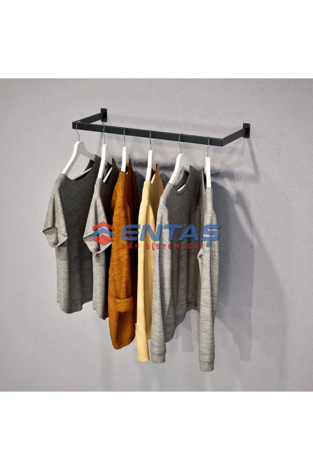 90*30 cm, 2 Lİ Paket,Duvara Monte Askılık,Giyinme Odası Askılığı,Mağaza Rafı,Butik Rafı - Görsel 4