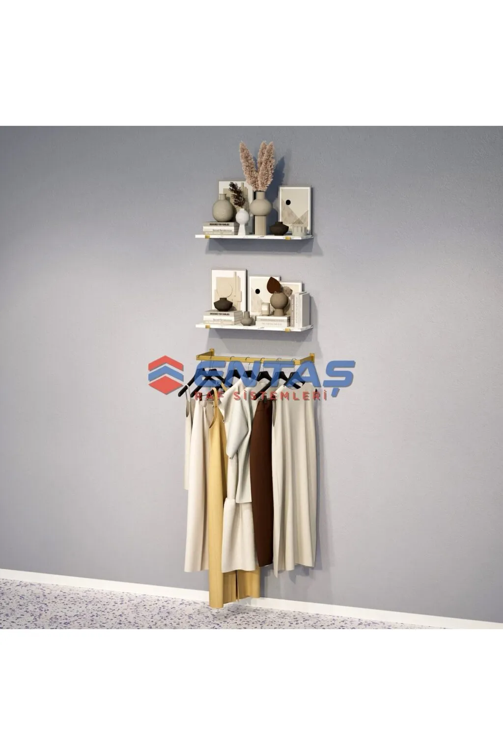 95*H:220, Giyinme Odası Rafı,Askılık Sistemi, Mağaza Raf Sistemi,Butik Raf Sistemi