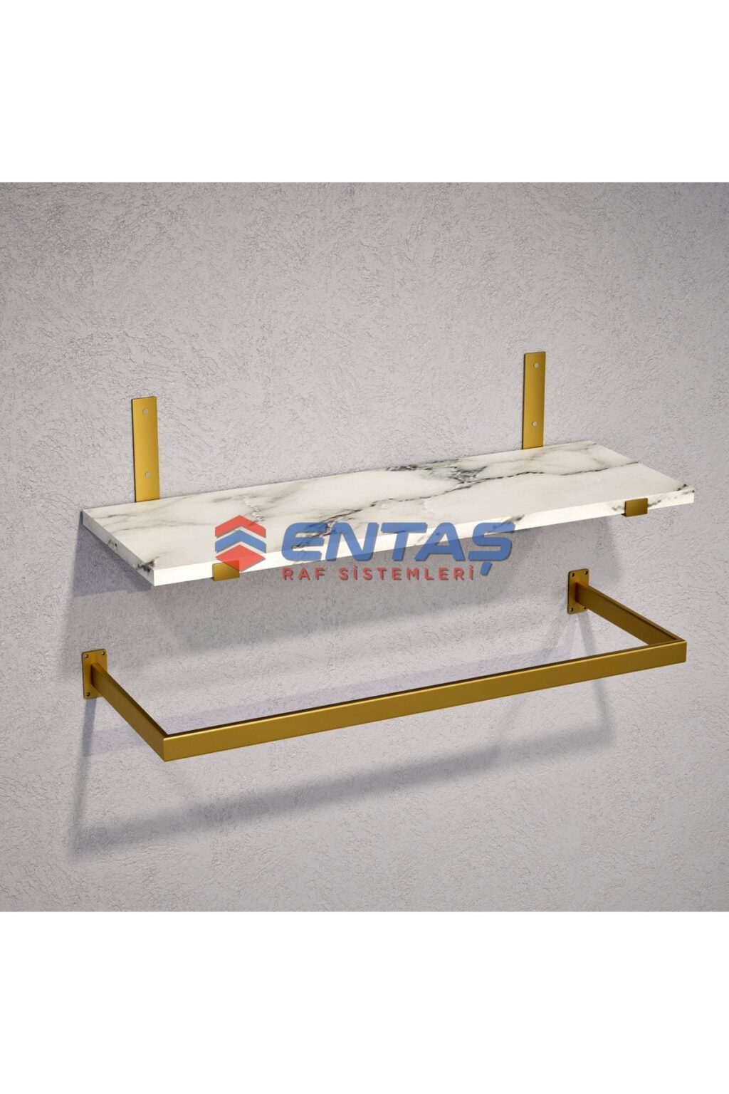 Mağaza Askılık Raf Sistemi 95x220 cm Gold - Butik Stand, Giyinme Odası Sistemi - Görsel 2
