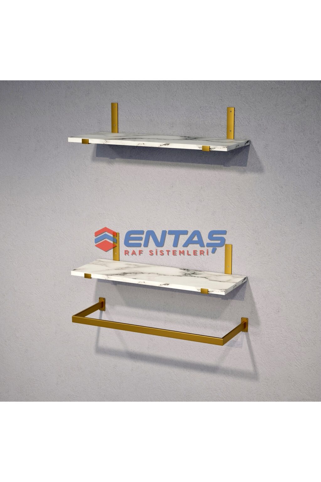 Mağaza Askılık Raf Sistemi 95x220 cm Gold - Butik Stand, Giyinme Odası Sistemi - Görsel 4