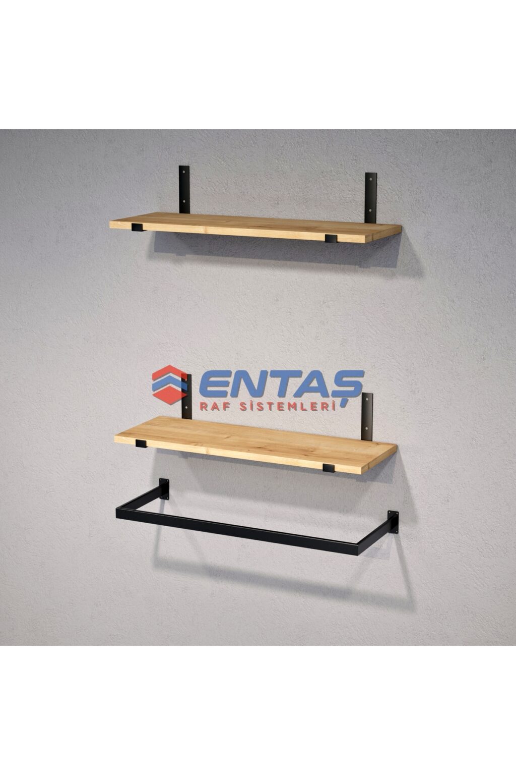 Mağaza Askılık Raf Sistemi 95x220 cm Siyah - Butik Stand, Giyinme Odası Sistemi - Görsel 2
