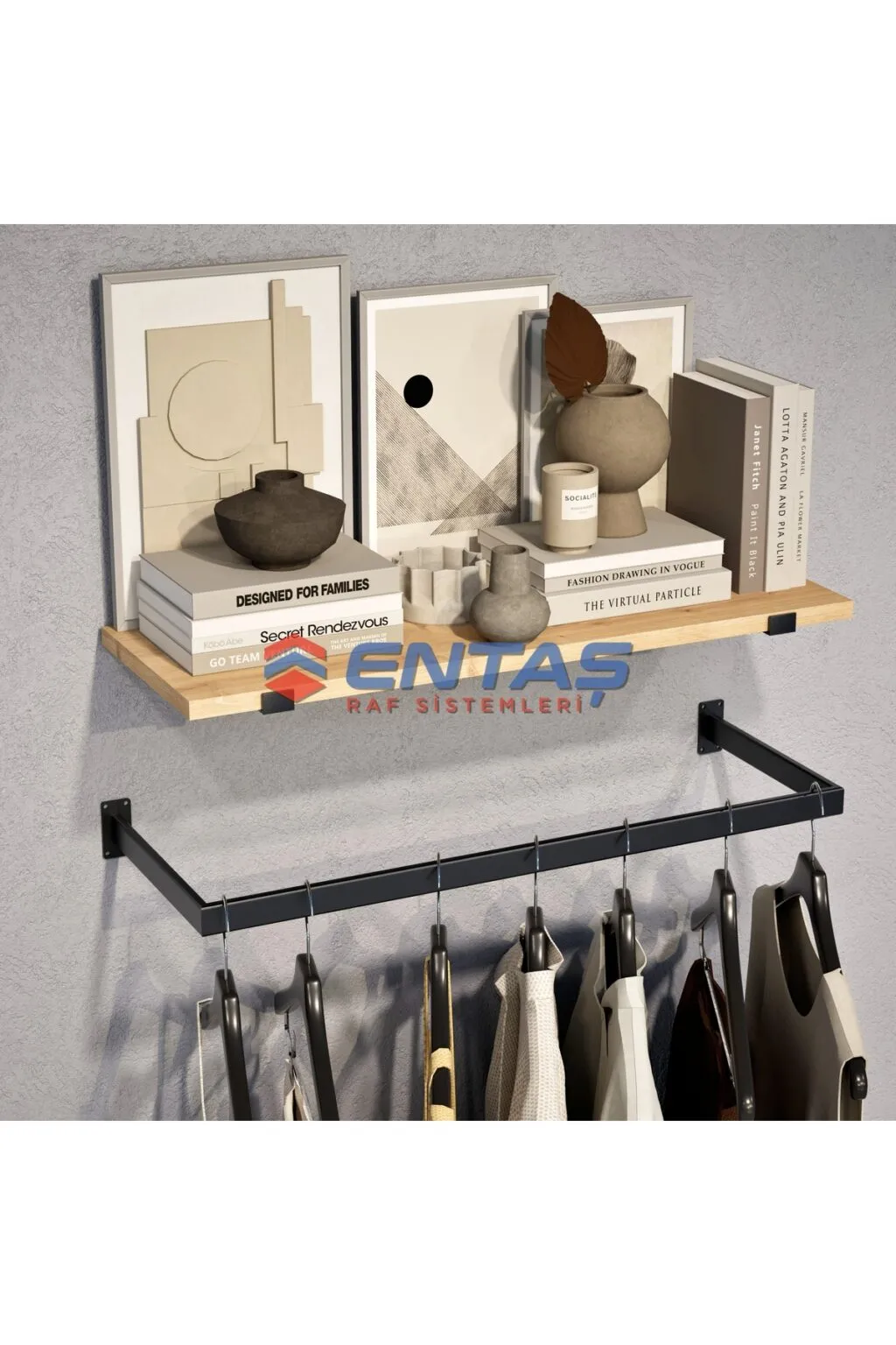 95*H:220, Giyinme Odası Rafı,Askılık Sistemi, Mağaza Raf Sistemi,Butik Raf Sistemi - Görsel 3