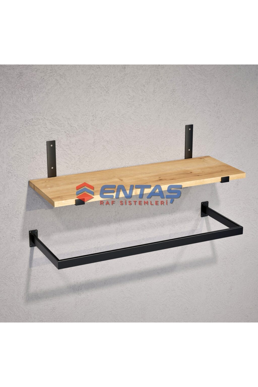 Mağaza Askılık Raf Sistemi 95x220 cm Siyah - Butik Stand, Giyinme Odası Sistemi - Görsel 4