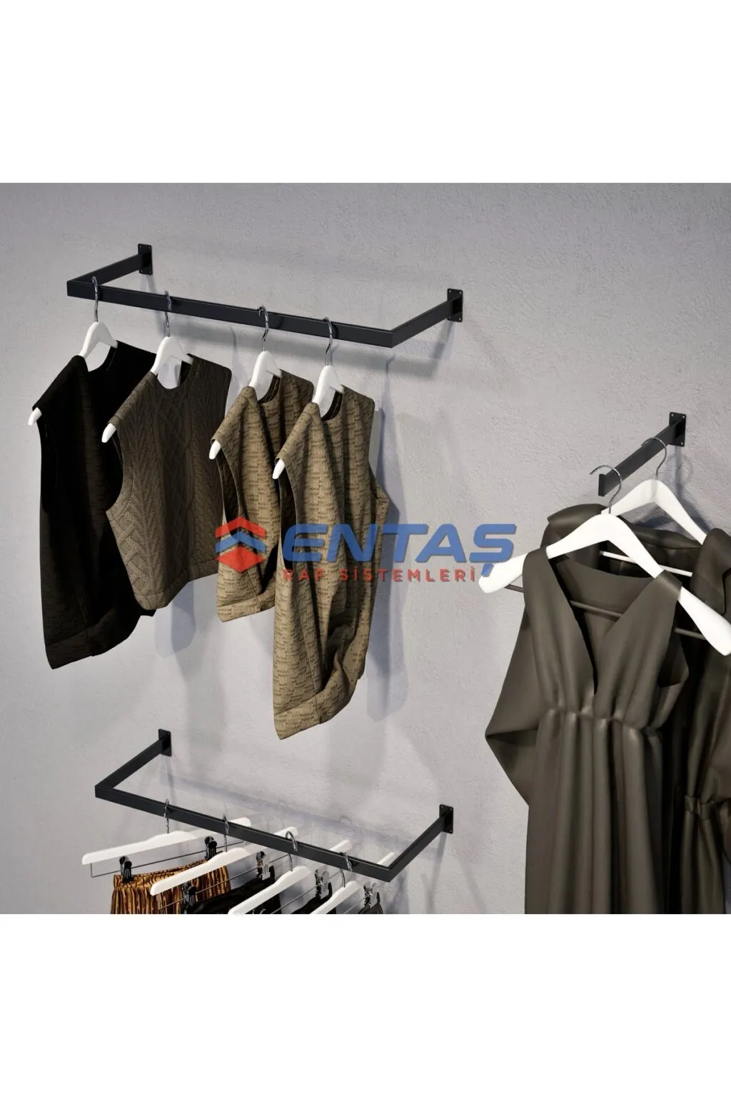 190*H:220,Giyinme Odası Rafı,Askılık Sistemi, Mağaza Raf Sistemi,Butik Raf Sistemi - Görsel 4