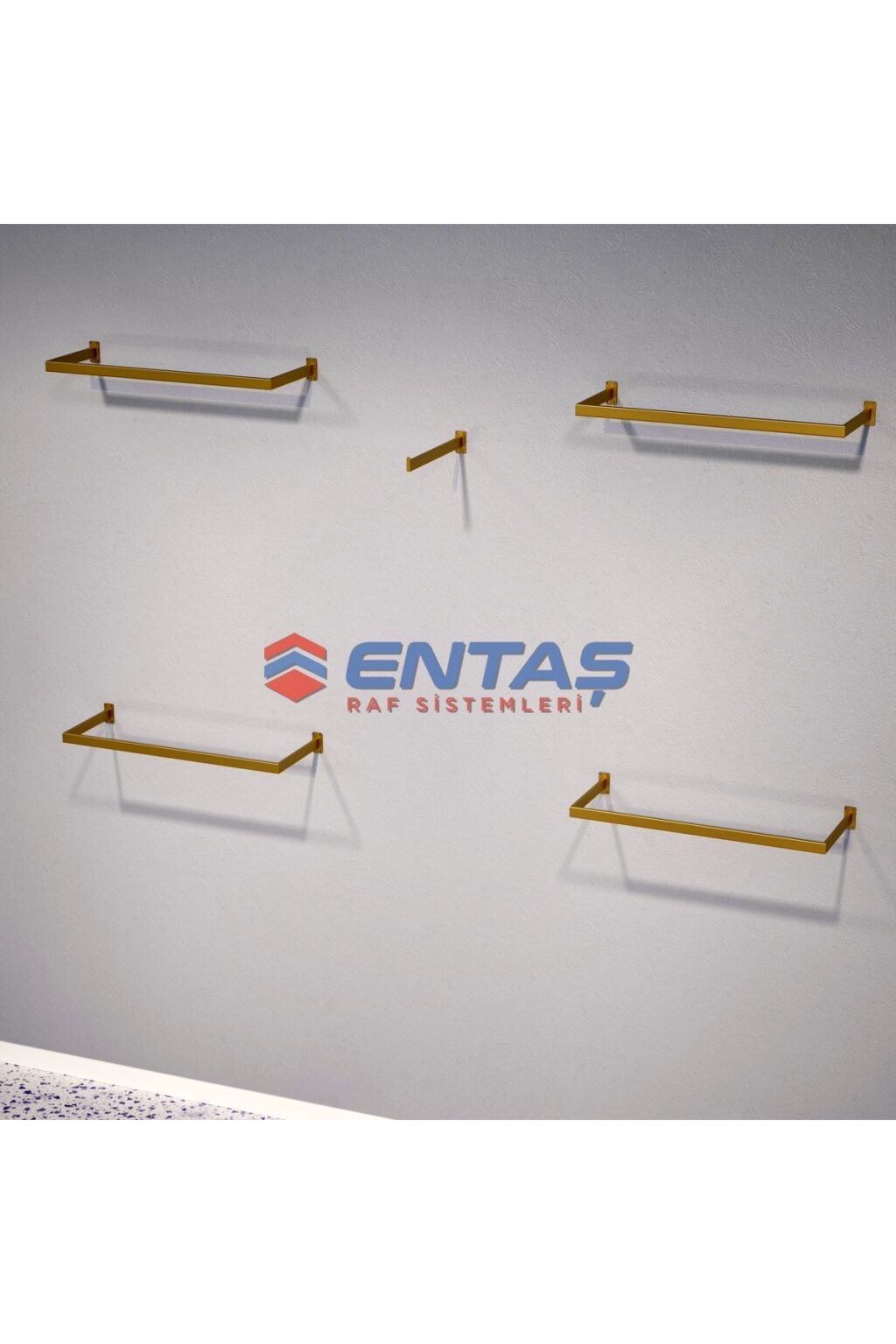 Mağaza Askılık Raf Sistemi 190x220 cm Gold - Butik Stand, Giyinme Odası Sistemi - Görsel 3