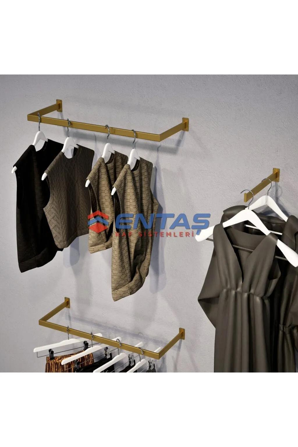 190*H:220,Giyinme Odası Rafı,Askılık Sistemi, Mağaza Raf Sistemi,Butik Raf Sistemi - Görsel 4