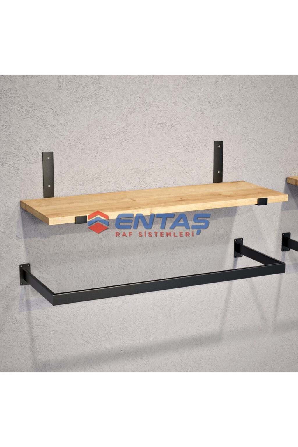 Mağaza Askılık Raf Sistemi 250x220 cm Siyah - Butik Stand, Giyinme Odası Sistemi - Görsel 3