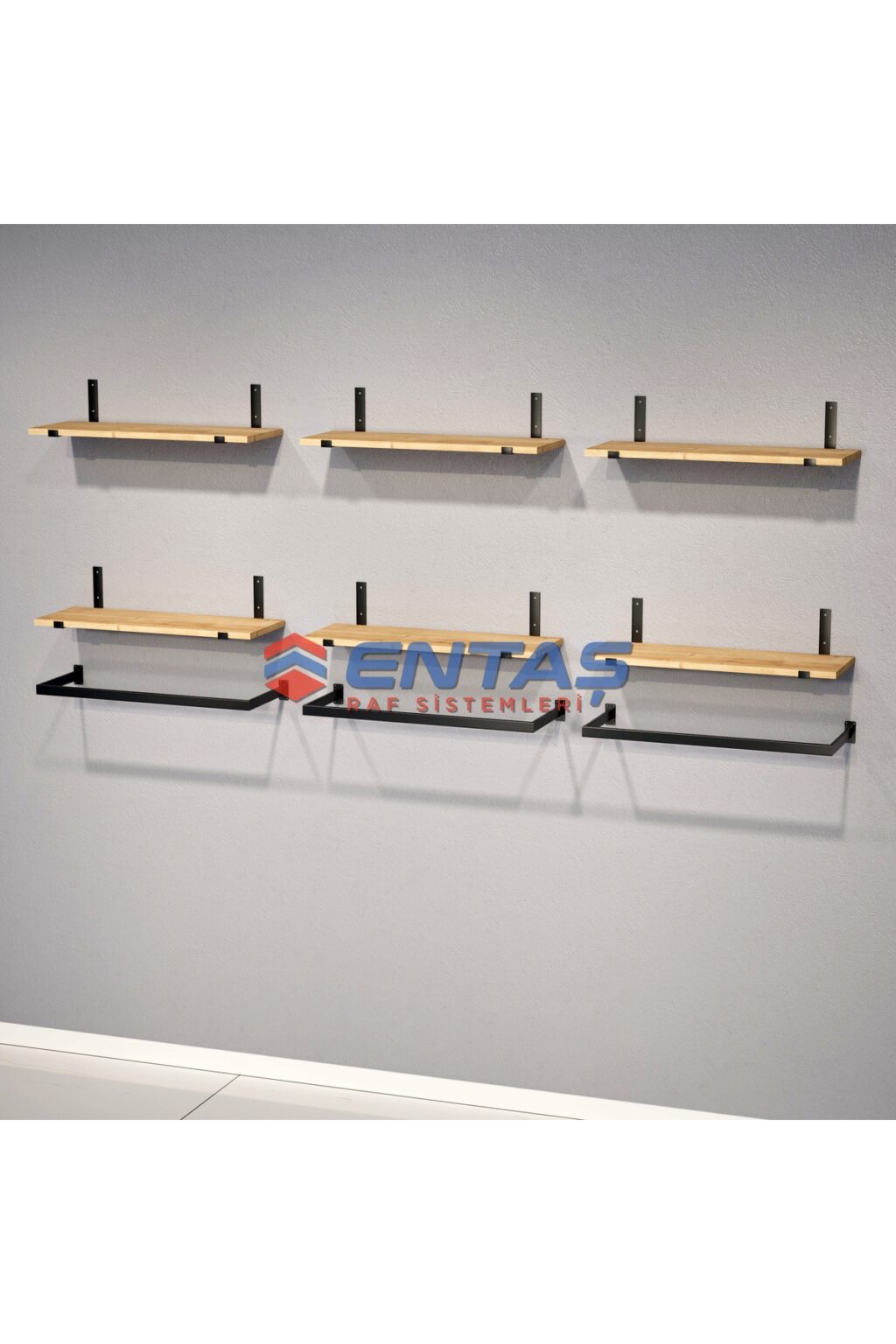 Mağaza Askılık Raf Sistemi 280x220 cm Siyah - Butik Stand, Giyinme Odası Sistemi - Görsel 2