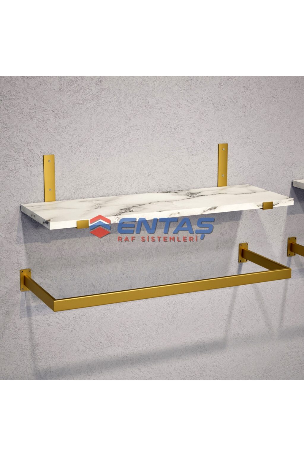 Mağaza Askılık Raf Sistemi 280x220 cm Gold - Butik Stand, Giyinme Odası Sistemi - Görsel 3