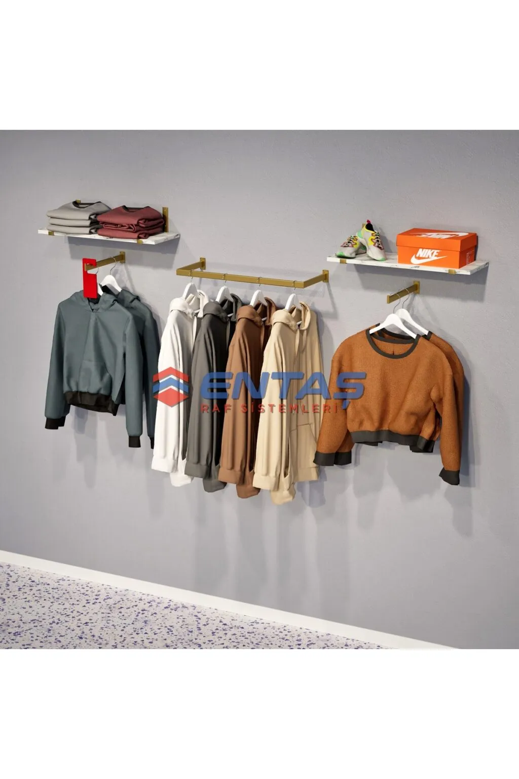220*H:220, Giyinme Odası Rafı,Askılık Sistemi, Mağaza Raf Sistemi,Butik Raf Sistemi