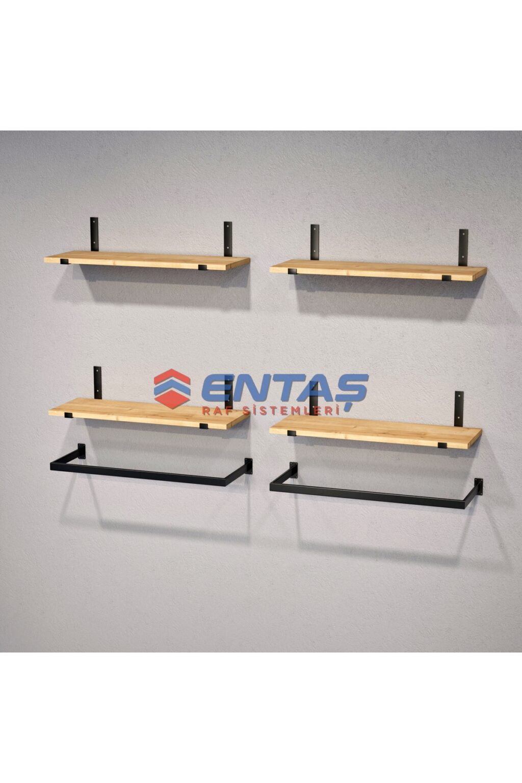 Mağaza Askılık Raf Sistemi 130x220 cm Siyah - Butik Stand, Giyinme Odası Sistemi - Görsel 2