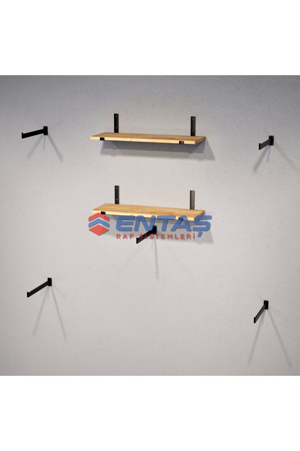 Mağaza Askılık Raf Sistemi 250x220 cm Siyah - Butik Stand, Giyinme Odası Sistemi - Görsel 4