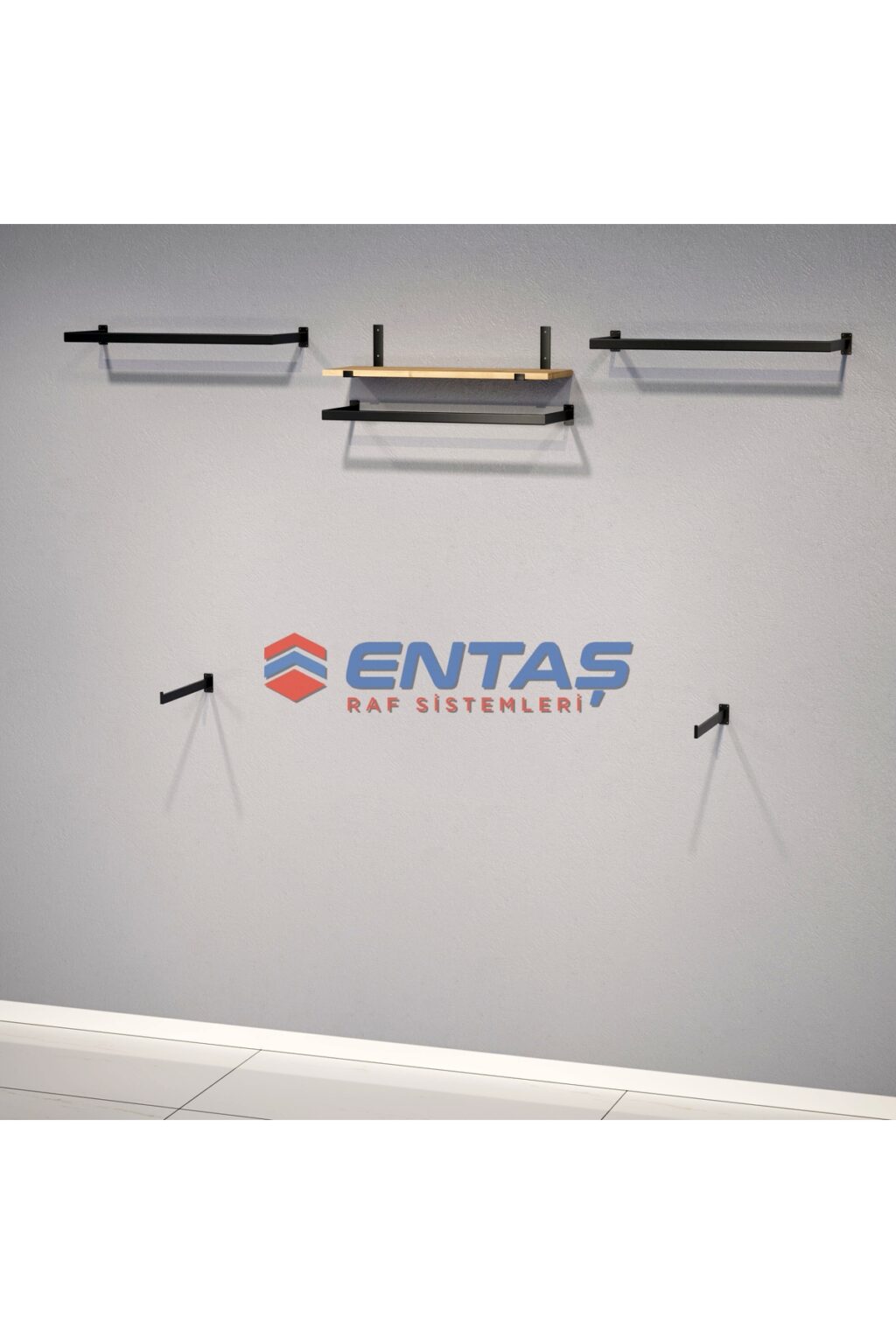 Mağaza Askılık Raf Sistemi 280x220 cm Siyah - Butik Stand, Giyinme Odası Sistemi - Görsel 3