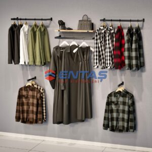 250*H:220, Giyinme Odası Rafı,Askılık Sistemi, Mağaza Raf Sistemi,Butik Raf Sistemi