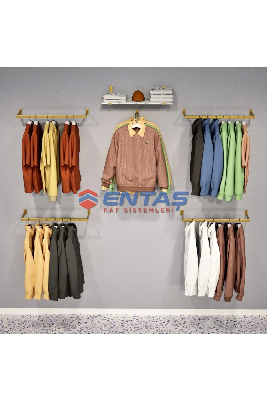 280*H:220,Giyinme Odası Rafı,Askılık Sistemi, Mağaza Raf Sistemi,Butik Raf Sistemi - Görsel 2