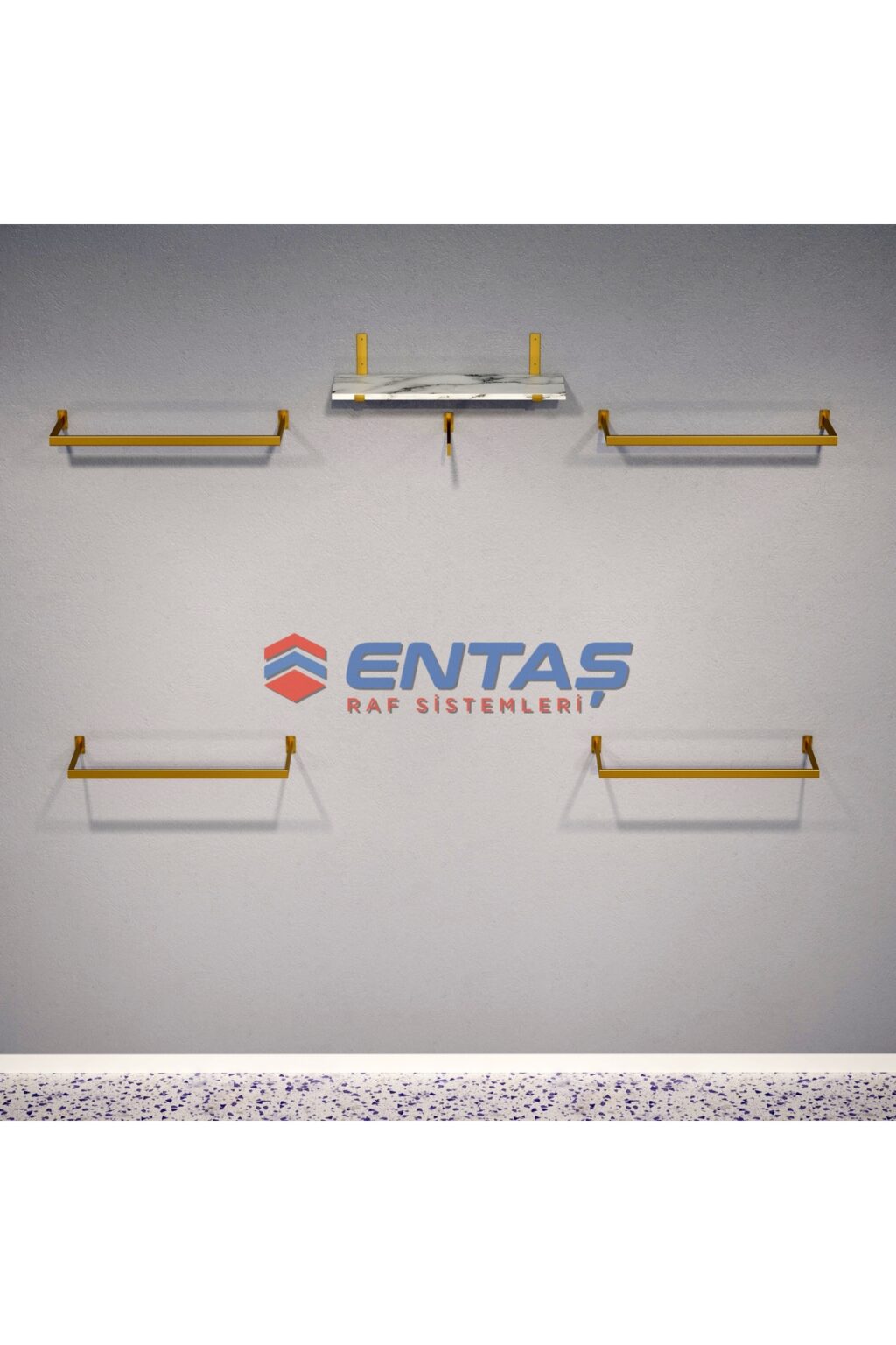 Mağaza Askılık Raf Sistemi 280x220 cm Gold - Butik Stand, Giyinme Odası Sistemi - Görsel 4