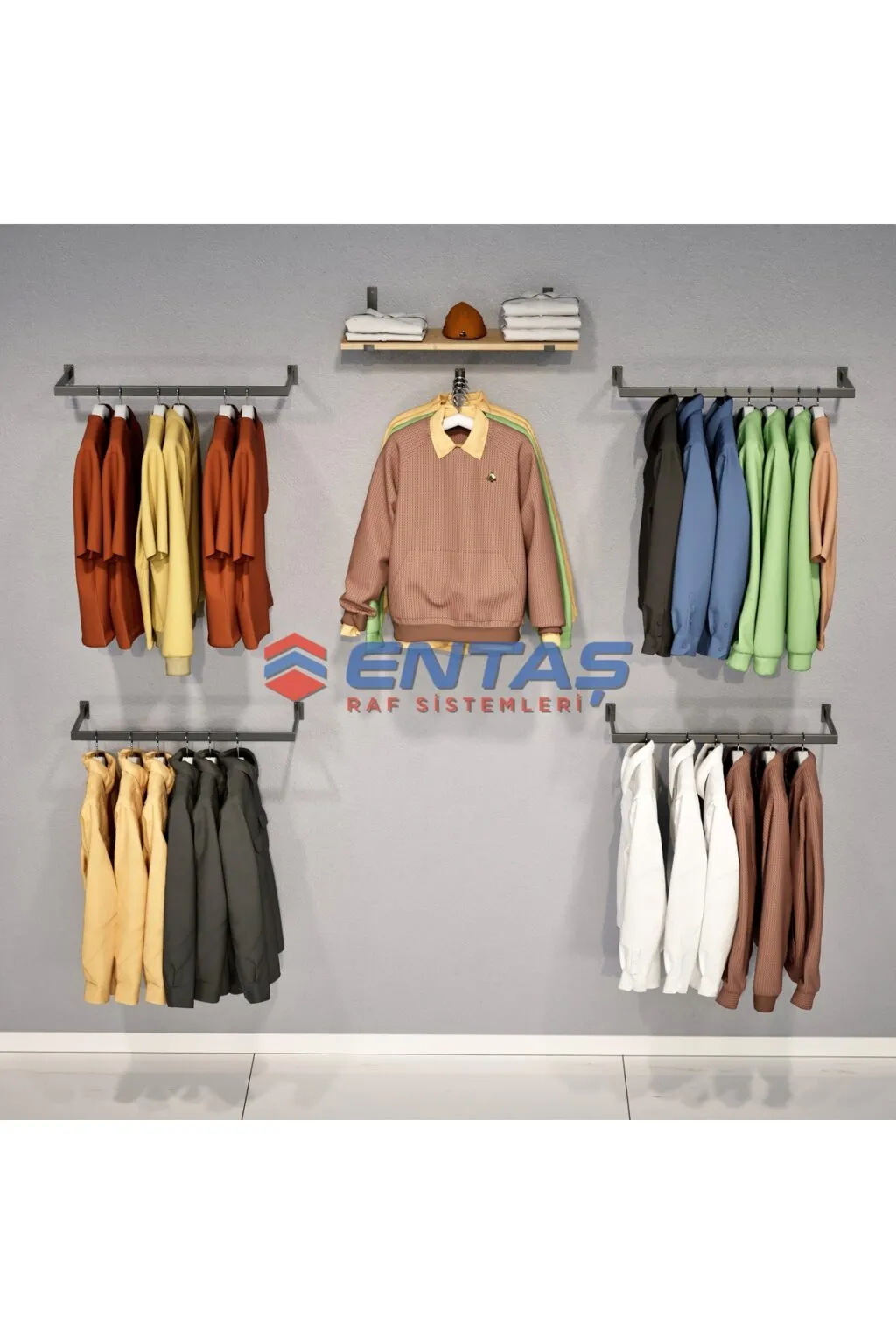 280*H:220,Giyinme Odası Rafı,Askılık Sistemi, Mağaza Raf Sistemi,Butik Raf Sistemi - Görsel 2