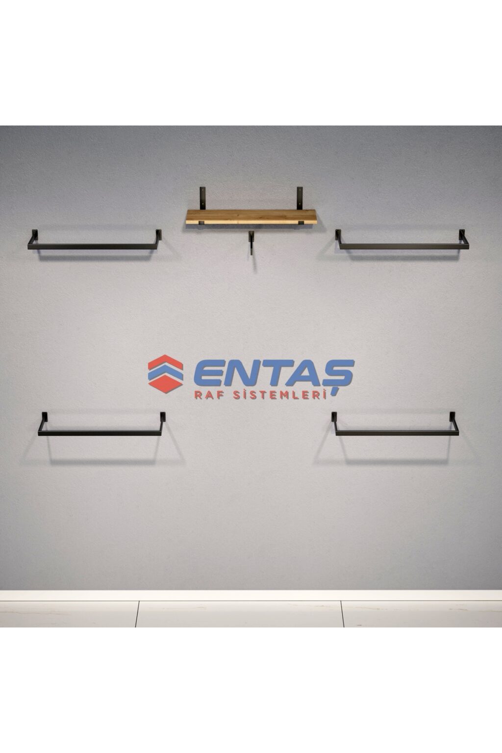 Mağaza Askılık Raf Sistemi 280x220 cm Siyah - Butik Stand, Giyinme Odası Sistemi - Görsel 4