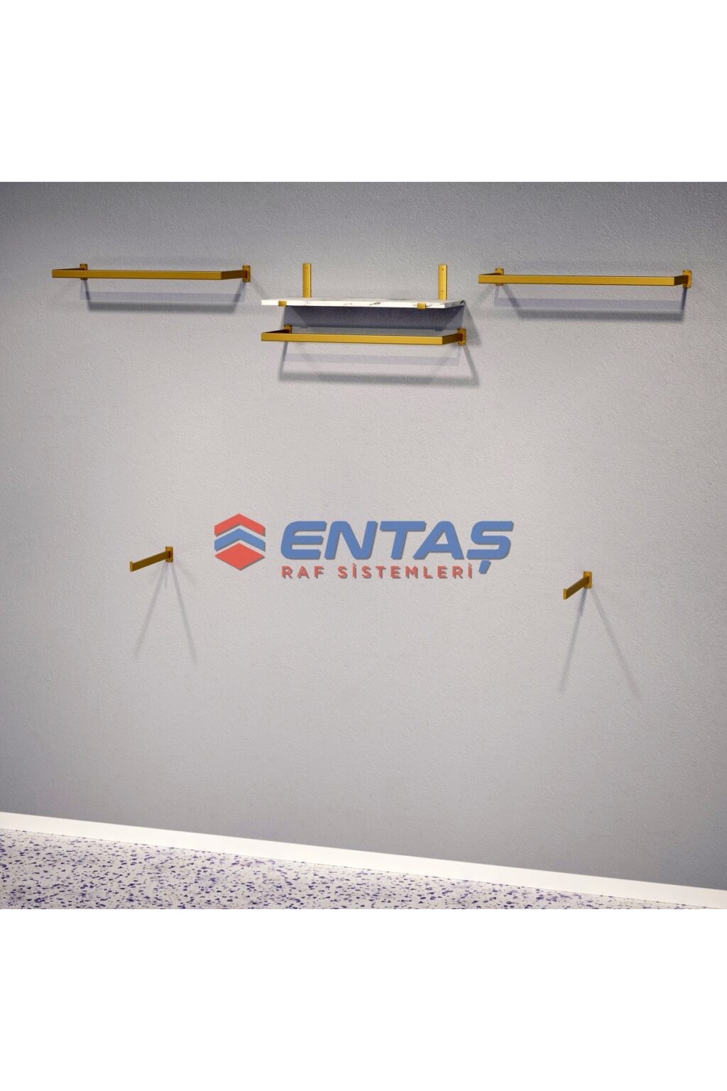 Mağaza Askılık Raf Sistemi 280x220 cm Gold - Butik Stand, Giyinme Odası Sistemi - Görsel 3