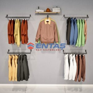 250*H:220,Giyinme Odası Rafı,Askılık Sistemi, Mağaza Raf Sistemi,Butik Raf Sistemi