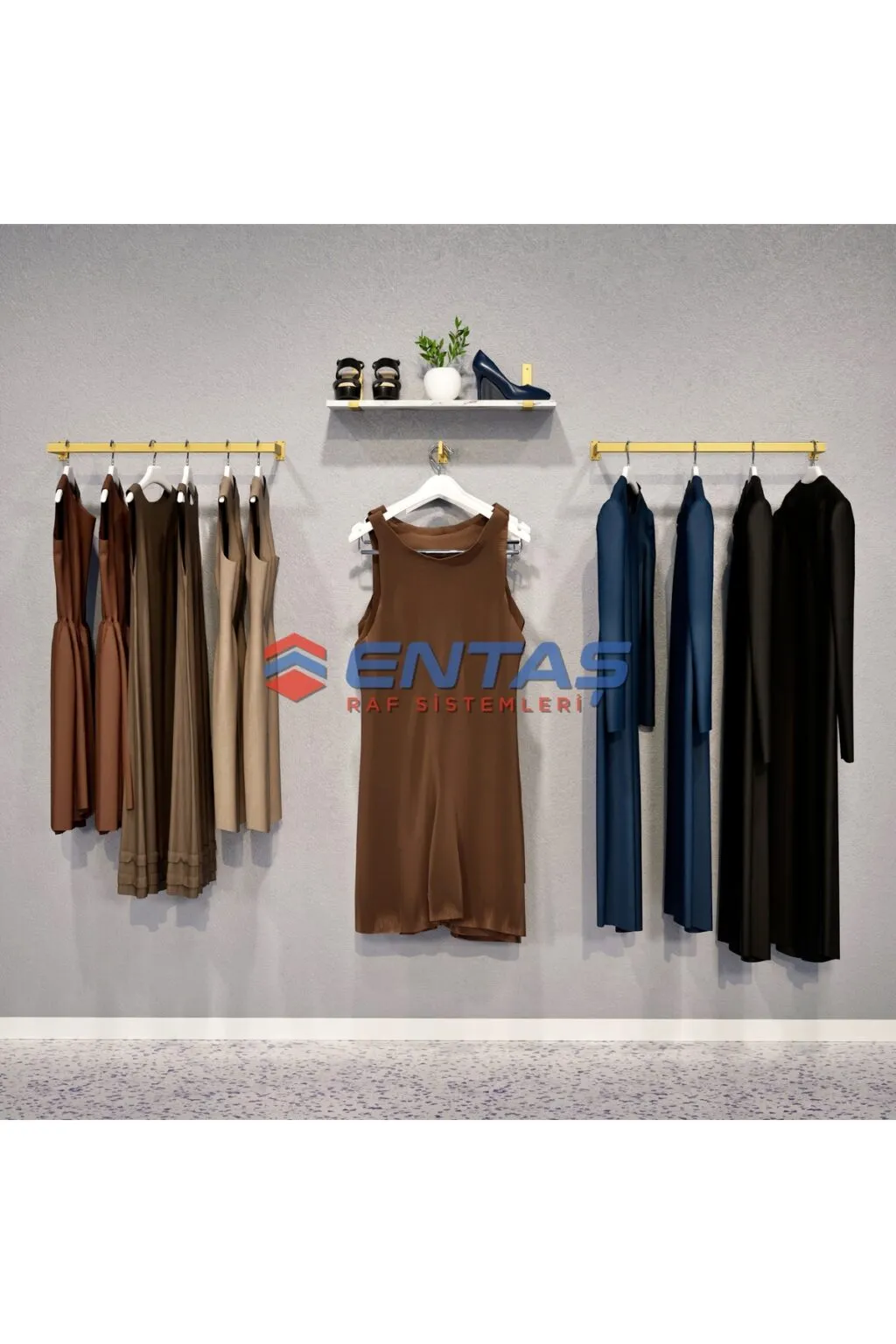 220*H:220,Giyinme Odası Rafı,Lüx Askılık Sistemi, Mağaza Raf Sistemi,Butik Raf Sistemi