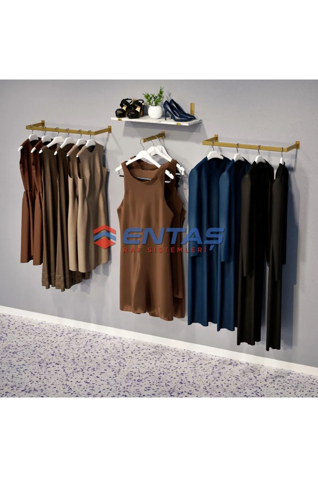 220*H:220,Giyinme Odası Rafı,Lüx Askılık Sistemi, Mağaza Raf Sistemi,Butik Raf Sistemi - Görsel 2