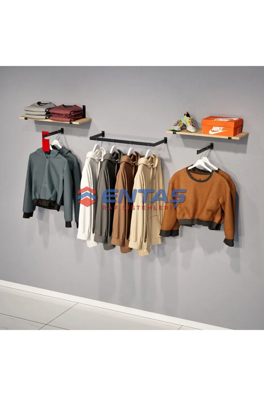 250*H:220,Giyinme Odası Rafı,Lüx Askılık Sistemi, Mağaza Raf Sistemi,Butik Raf Sistemi