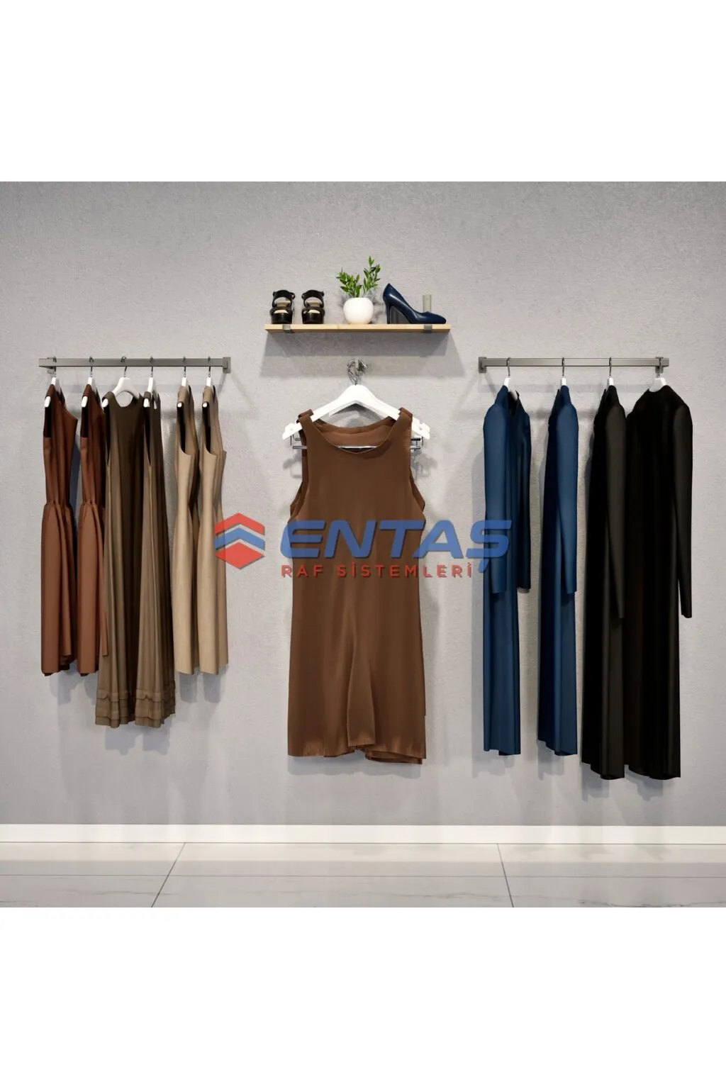 250*H220 Giyinme Odası Rafı,Lüx Askılık Sistemi, Mağaza Raf Sistemi,Butik Raf Sistemi