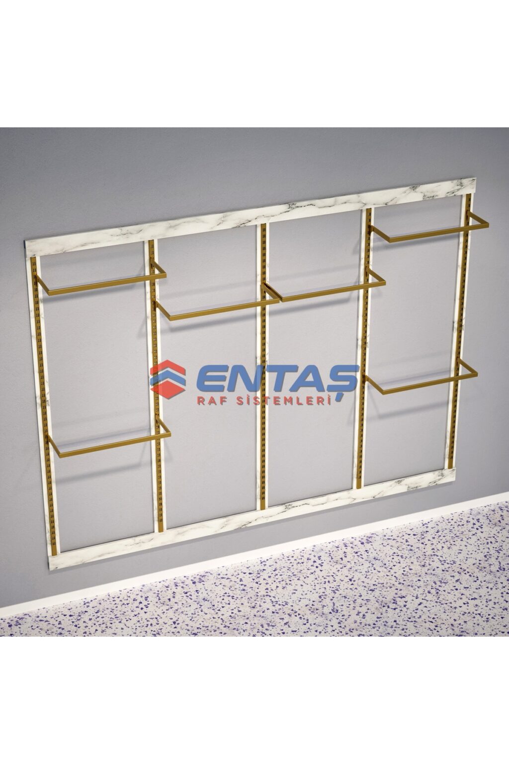 Mağaza Askılık Raf Sistemi 310x220 cm Gold - Butik Stand, Giyinme Odası Sistemi - Görsel 4