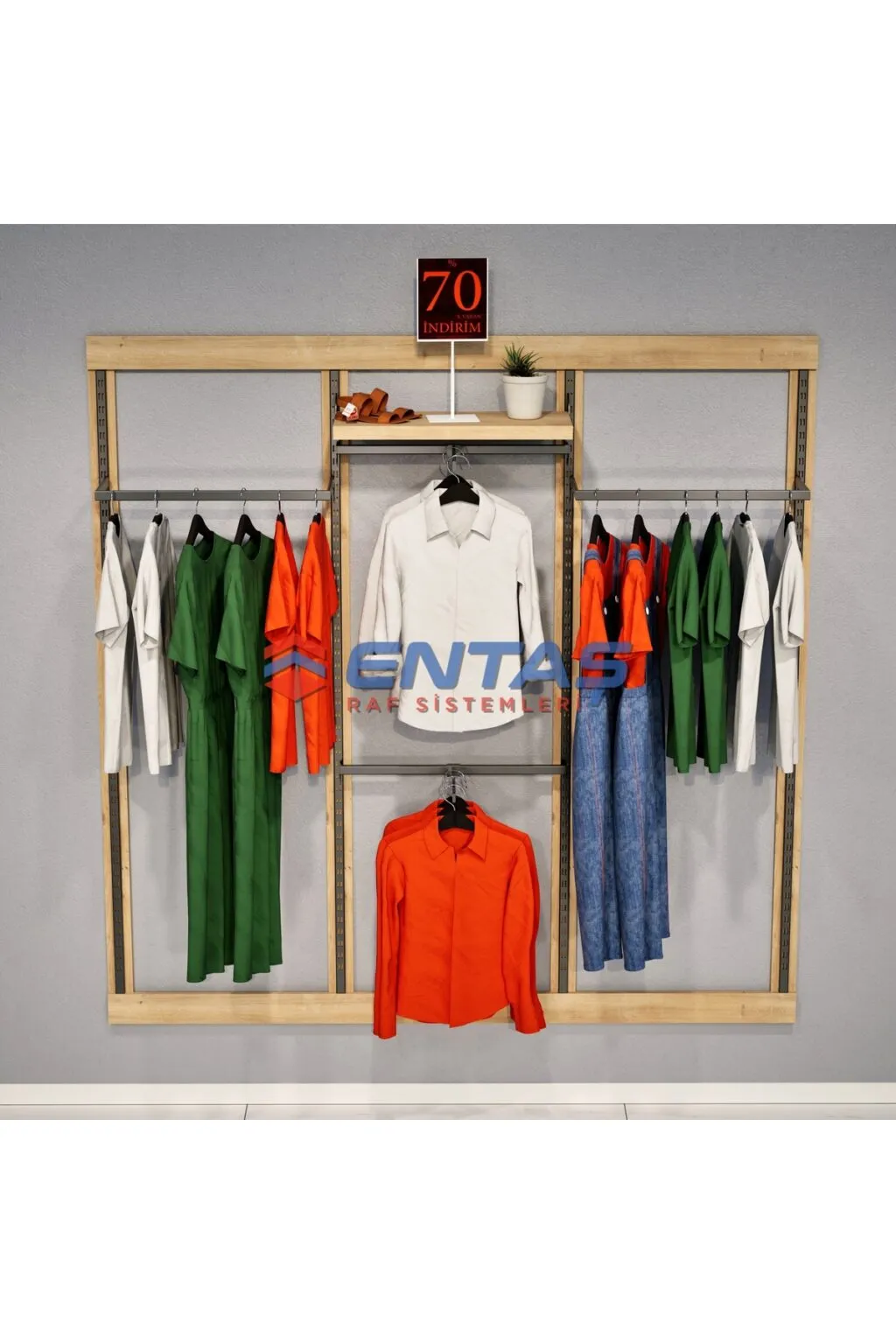 220*H220,Giyinme Odası Rafı,Lüx Askılık Sistemi, Mağaza Raf Sistemi,Butik Raf Sistemi