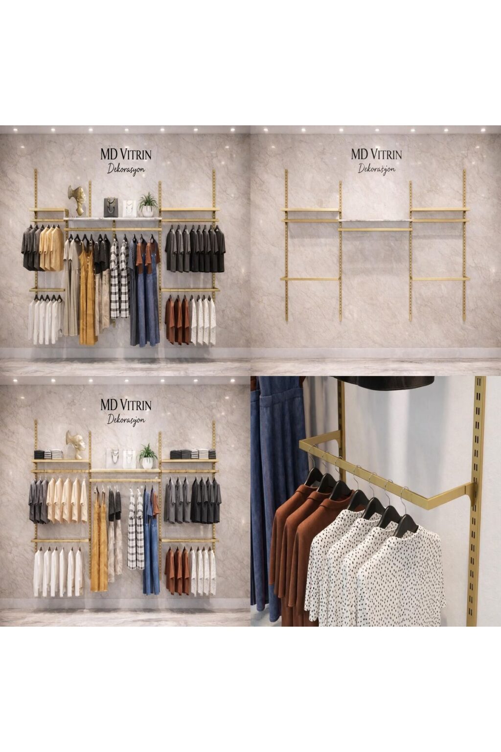 Mağaza Raf Sistemi, Askılık Sistemi, Butik Rafı, Mağaza Stand, Giyinme Odası - 245*200