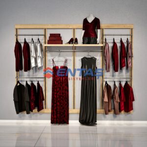 370*H220 Giyinme Odası Rafı,Lüx Askılık Sistemi, Mağaza Raf Sistemi,Butik Raf Sistemi