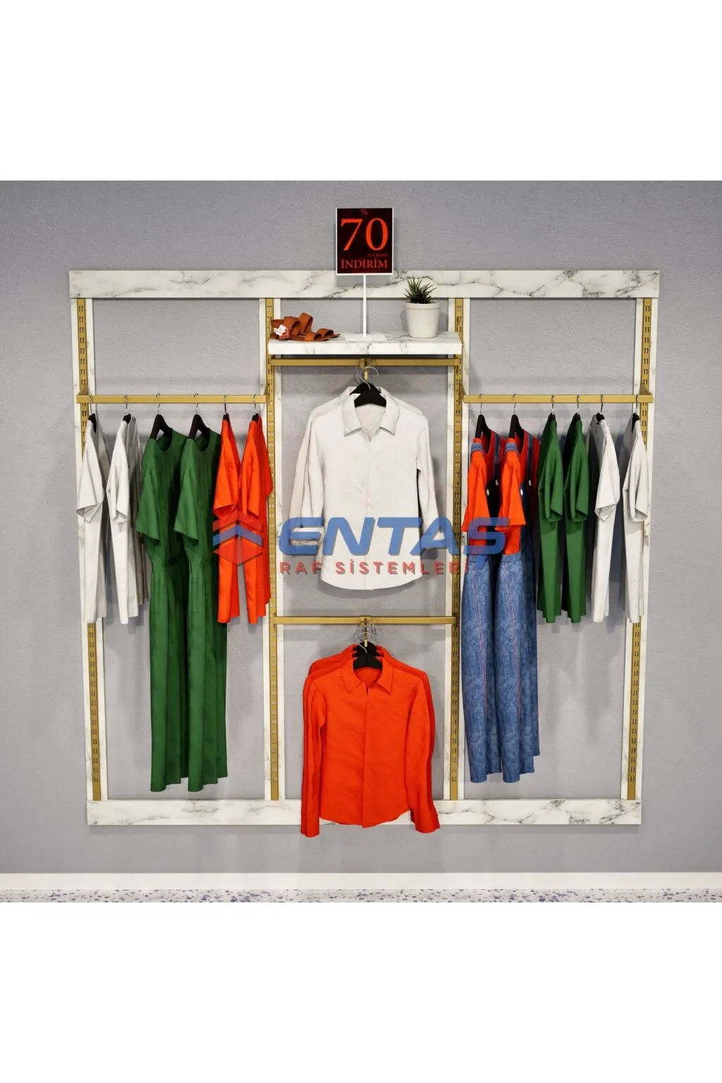 190*h220 Giyinme Odası Rafı,lüx Askılık Sistemi, Mağaza Raf Sistemi,butik Raf Sistemi