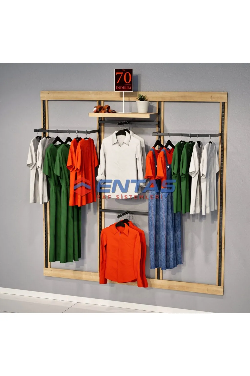 190*h220 Giyinme Odası Rafı,lüx Askılık Sistemi, Mağaza Raf Sistemi,butik Raf Sistemi - Görsel 2