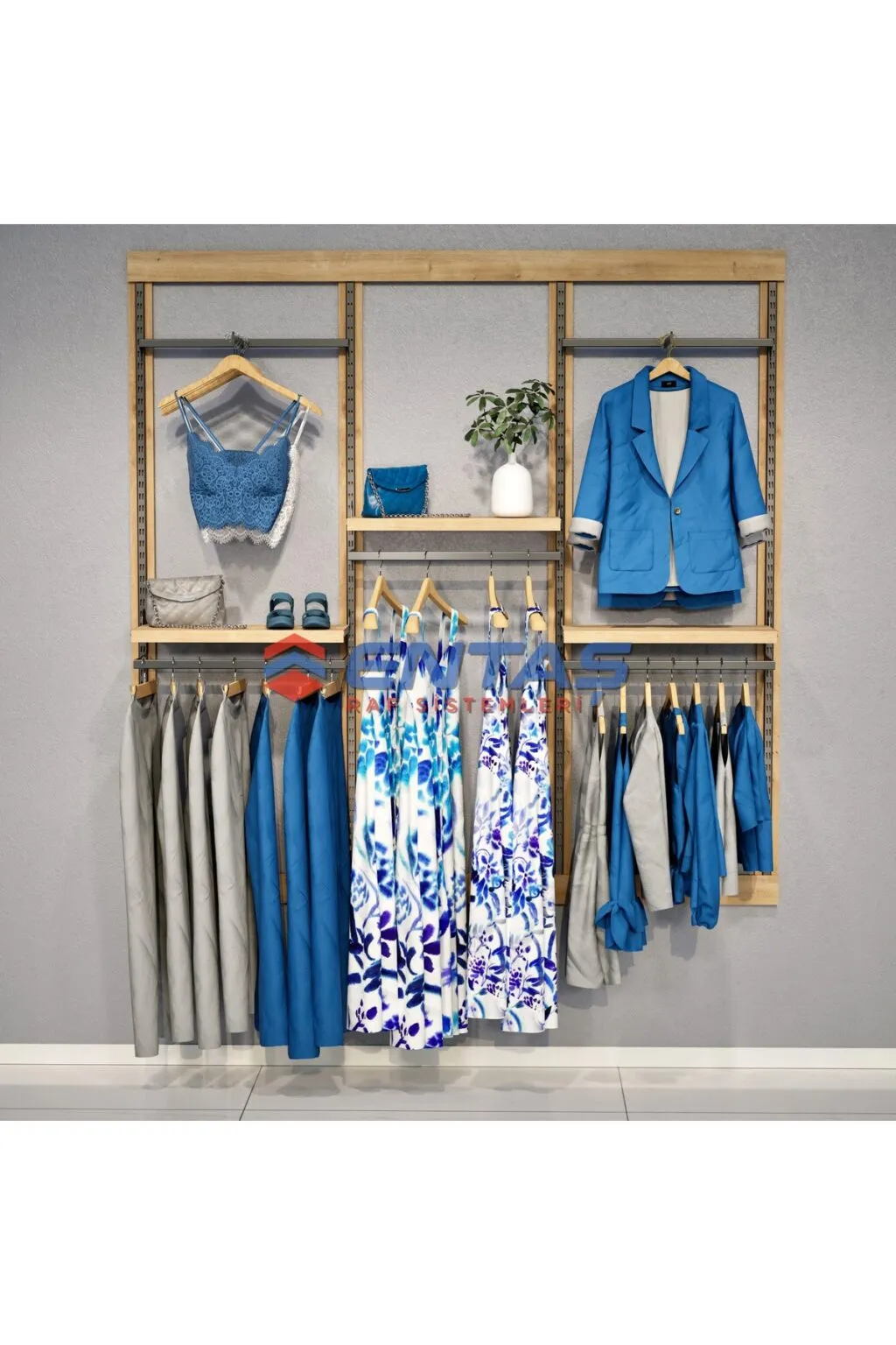 190*h220 Giyinme Odası Rafı,lüx Askılık Sistemi, Mağaza Raf Sistemi,butik Raf Sistemi