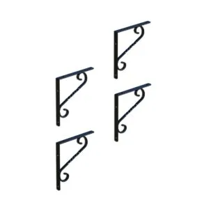 4'li Set Ferforje Raf Destek Kolu 11x17 cm - L Konsol, Duvara Monte Raf Kolu