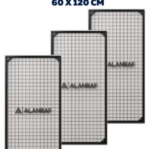 Sık Telli Tel Raf - Siyah Renkli Tel Pano Stand, Duvar Askılığı, Telefon ve Züccaciye Raf 60x120 cm 3 ADET
