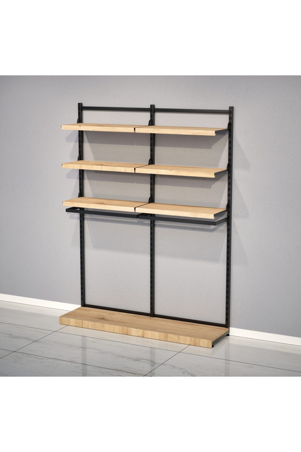 Mağaza Askılık Raf Sistemi 190x220 cm Siyah - Butik Stand, Giyinme Odası Sistemi - Görsel 3