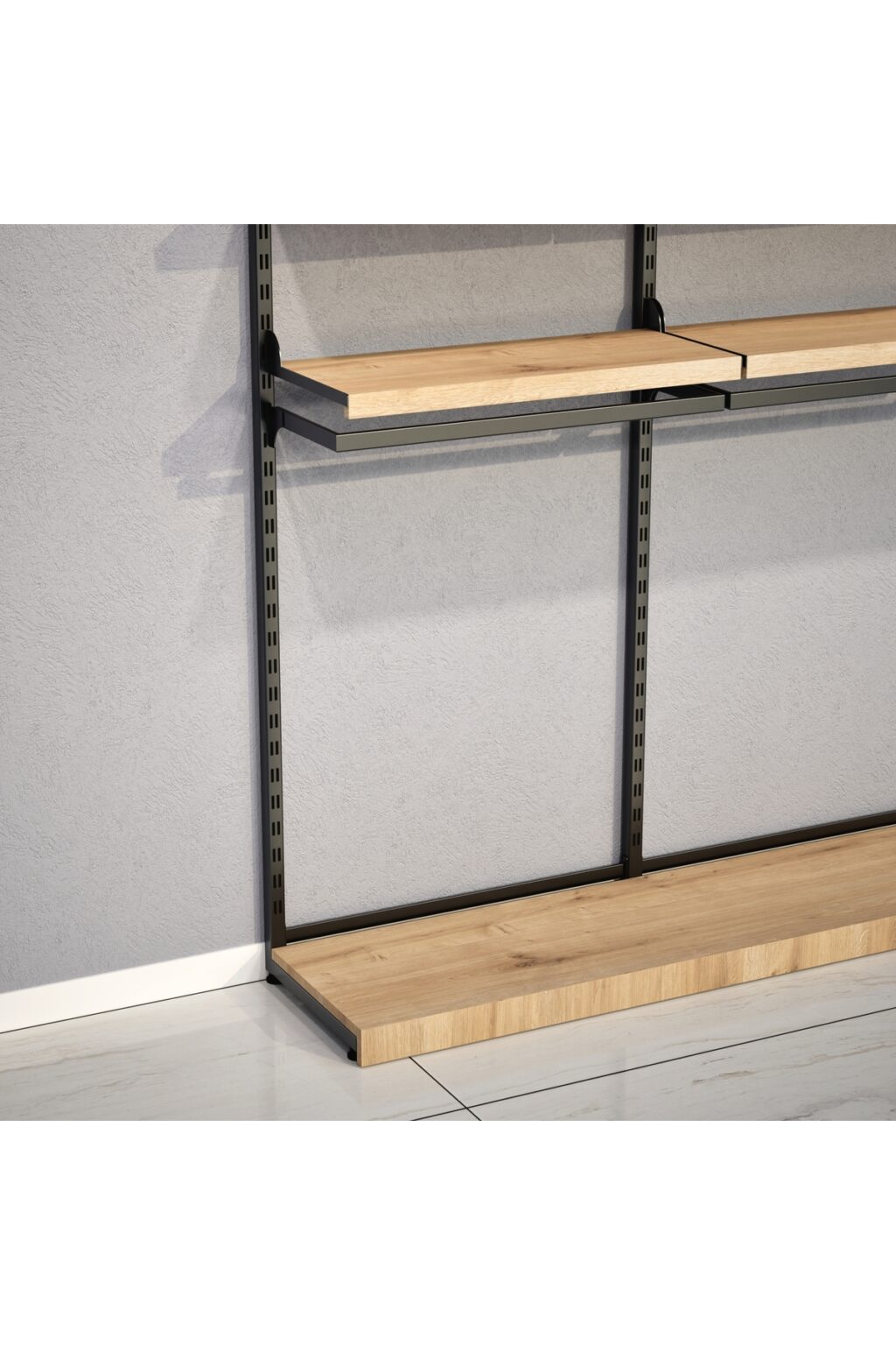Mağaza Askılık Raf Sistemi 190x220 cm Siyah - Butik Stand, Giyinme Odası Sistemi - Görsel 4