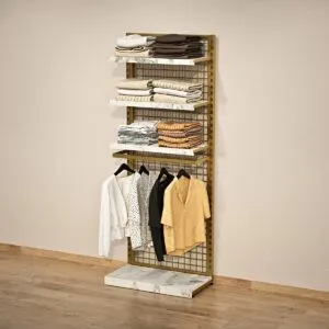 Mağaza Askılık Raf Sistemi 100x220 cm Gold - Butik Stand, Giyinme Odası Sistemi