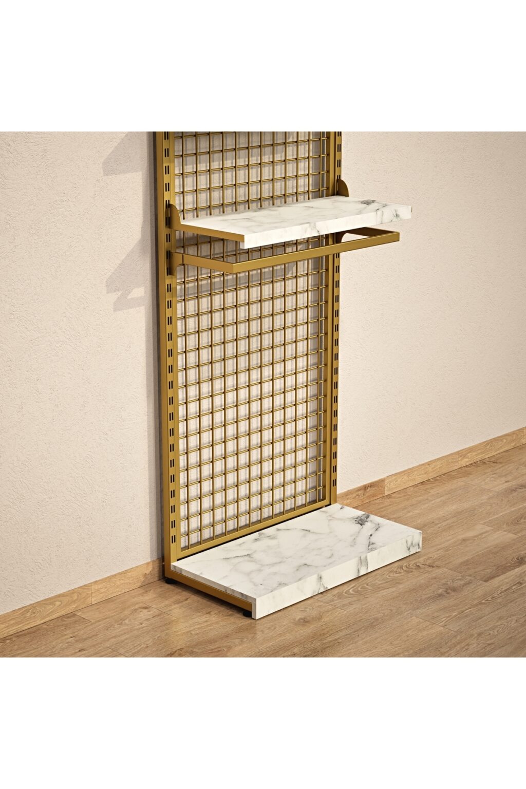 Mağaza Askılık Raf Sistemi 100x220 cm Gold - Butik Stand, Giyinme Odası Sistemi - Görsel 2