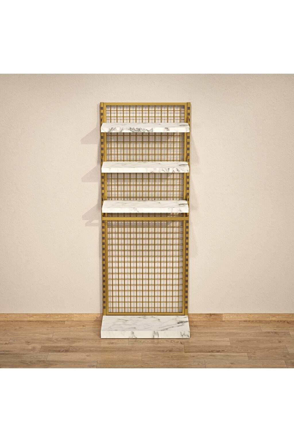 Mağaza Askılık Raf Sistemi 100x220 cm Gold - Butik Stand, Giyinme Odası Sistemi - Görsel 3