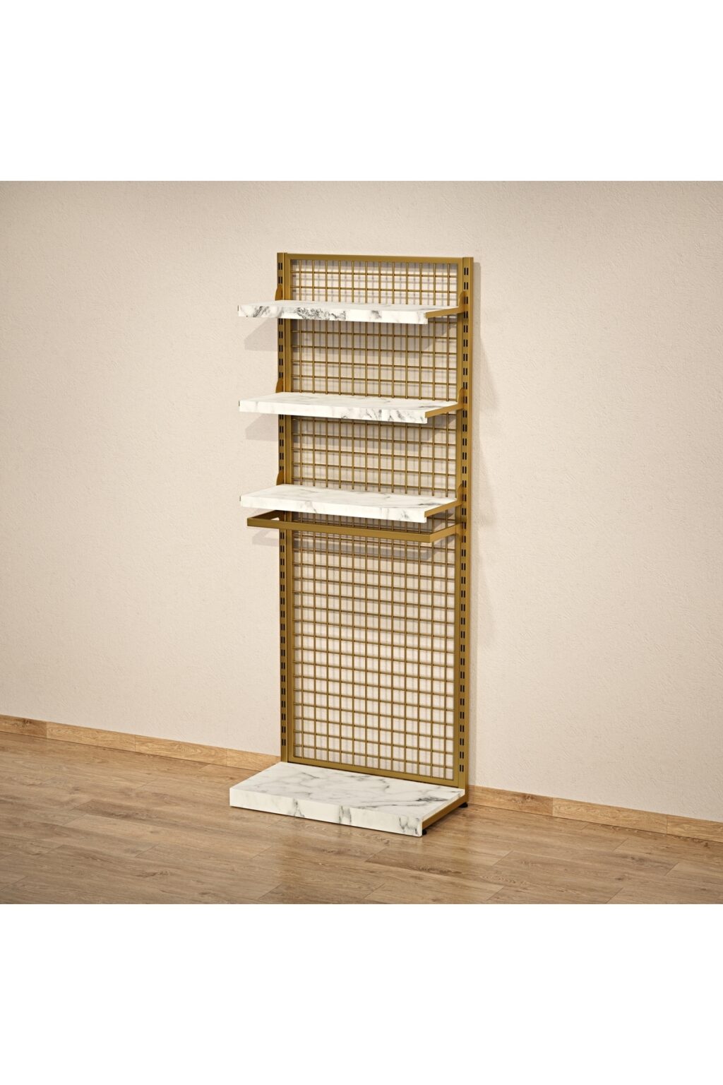 Mağaza Askılık Raf Sistemi 100x220 cm Gold - Butik Stand, Giyinme Odası Sistemi - Görsel 4